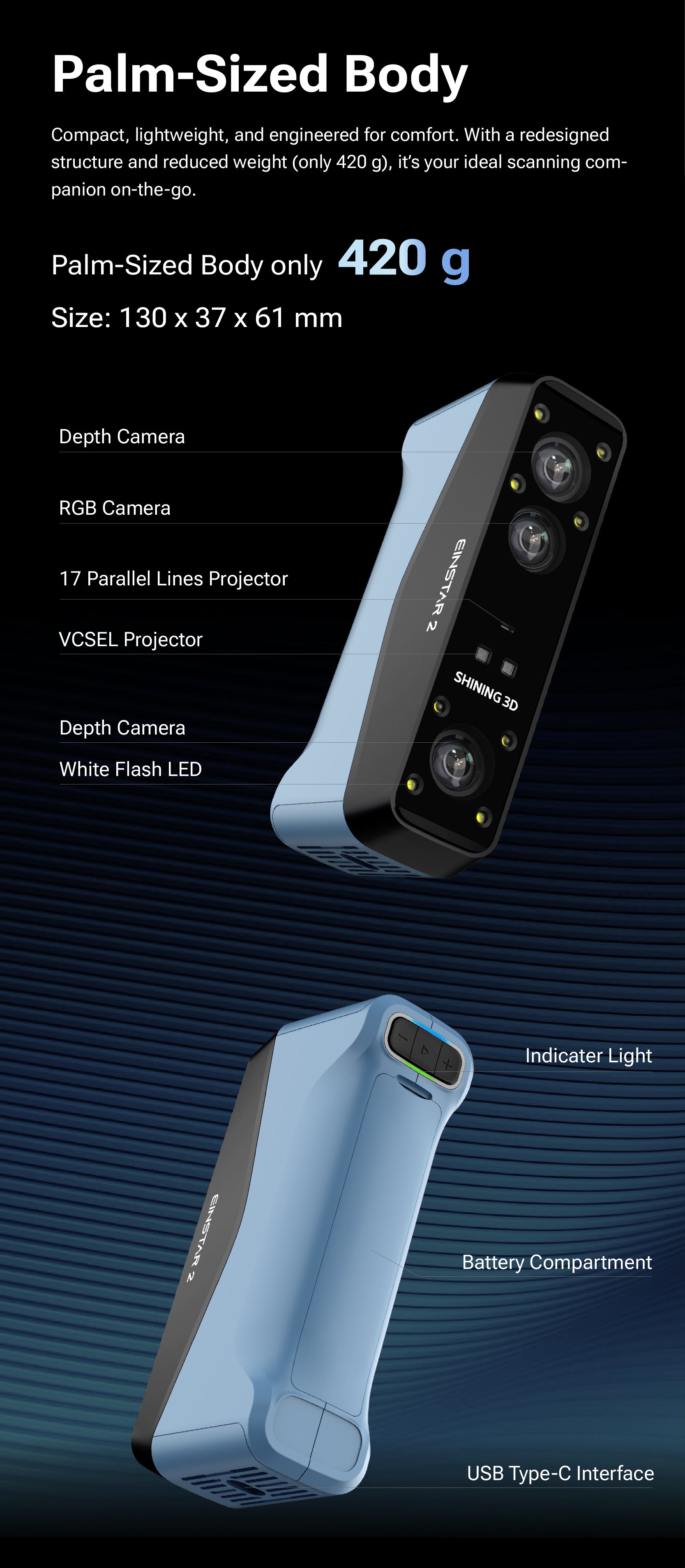 EINSTAR 2: Versatile True Wireless 3D Scanner with Enhanced Laser Detail