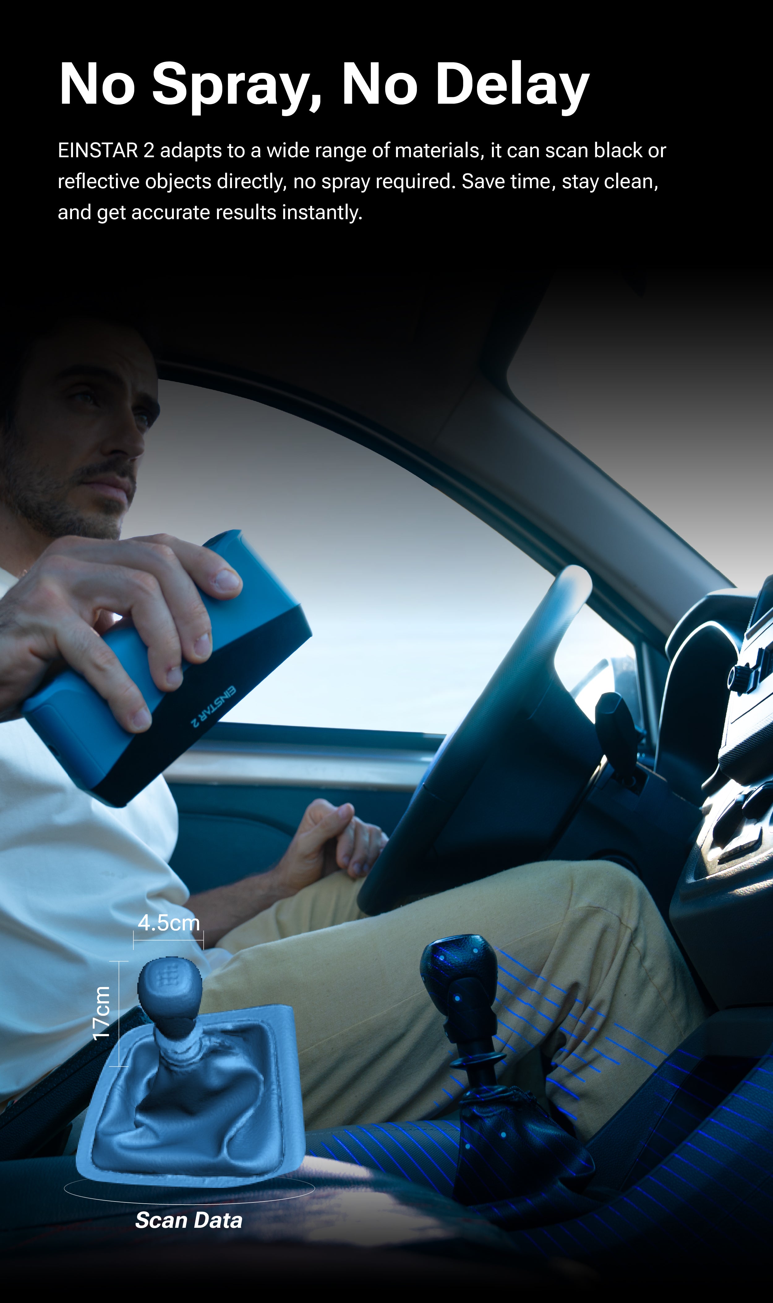 EINSTAR 2: Versatile True Wireless 3D Scanner with Enhanced Laser Detail