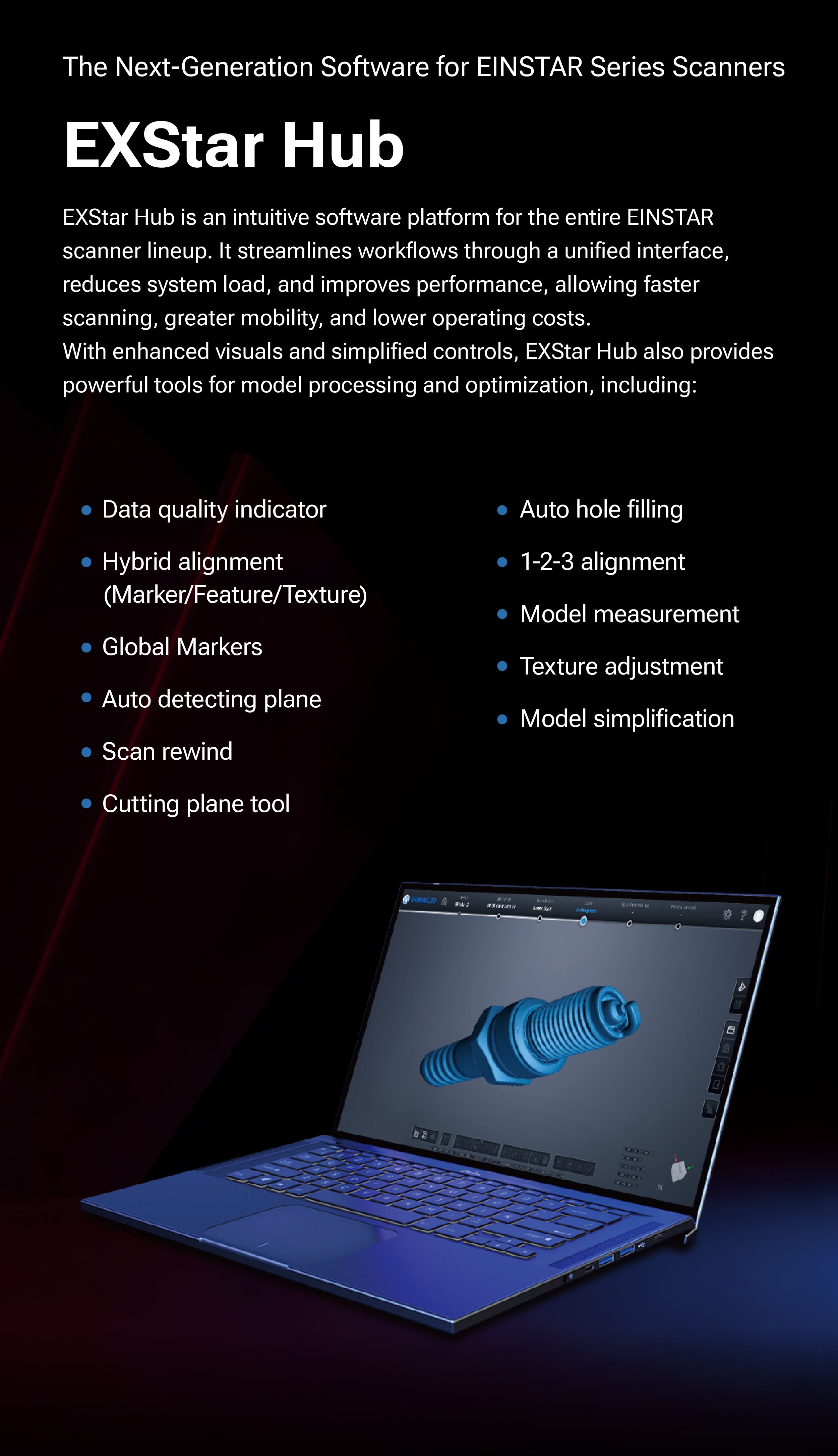 EINSTAR 2: Versatile True Wireless 3D Scanner with Enhanced Laser Detail