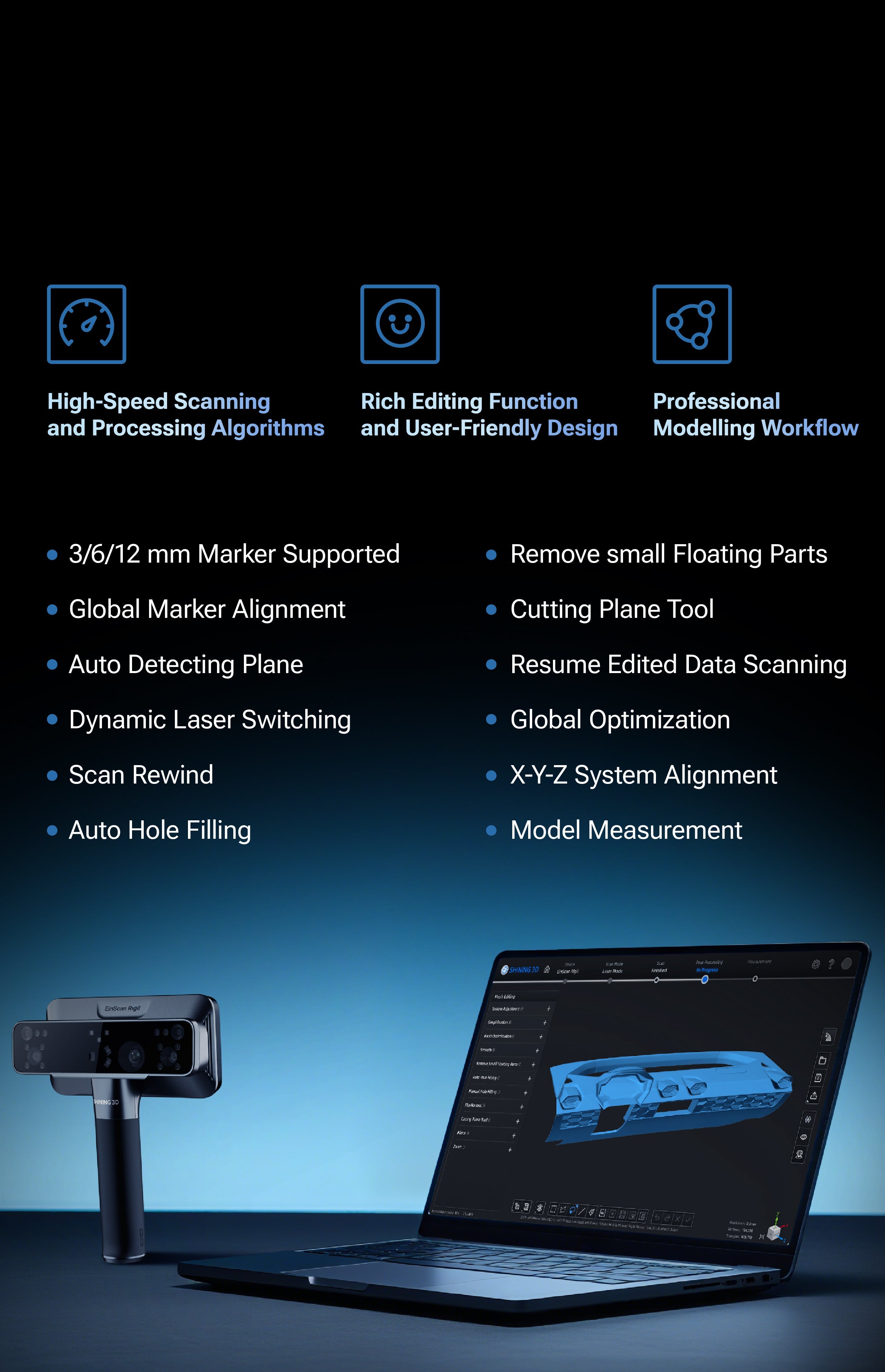 EinScan Rigil The Tri-Mode Laser 3D scanner