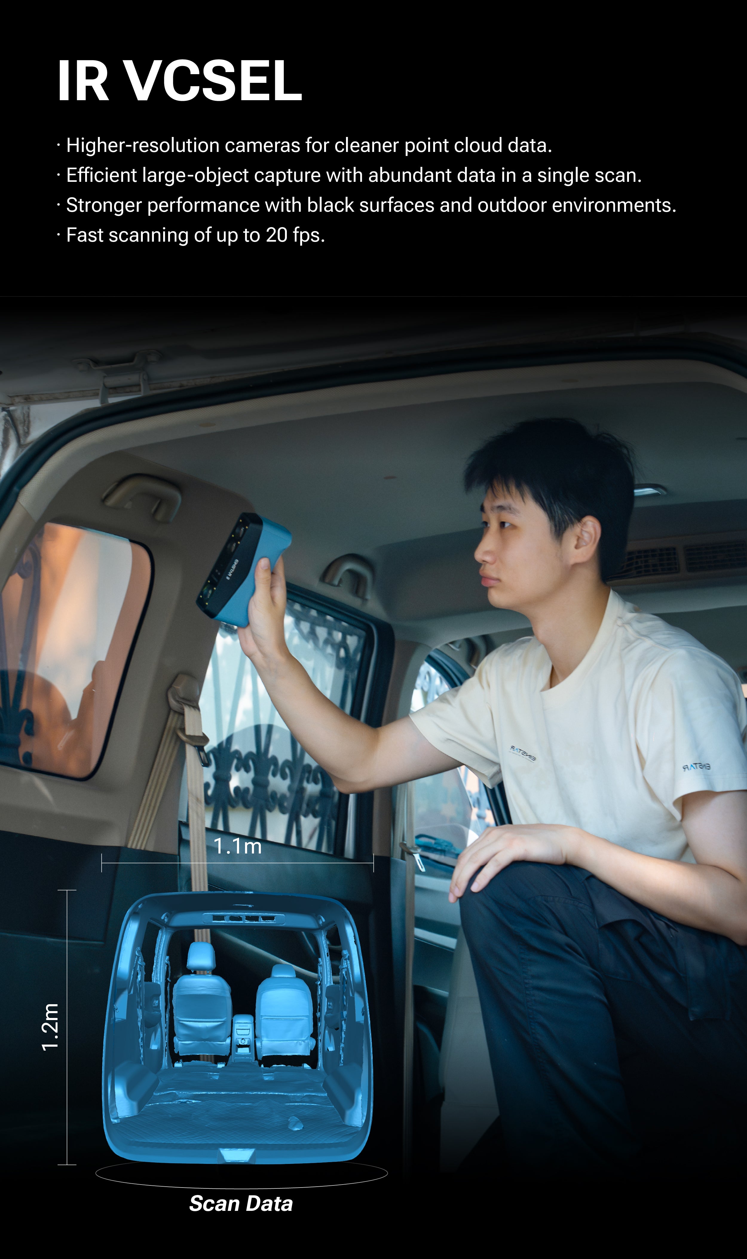 EINSTAR 2: Versatile True Wireless 3D Scanner with Enhanced Laser Detail