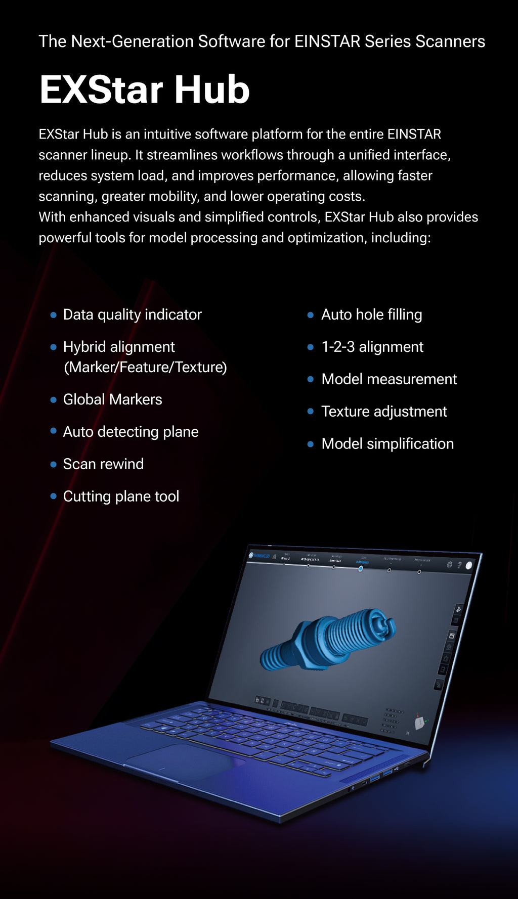 EINSTAR 2: Versatile True Wireless 3D Scanner with Enhanced Laser Detail